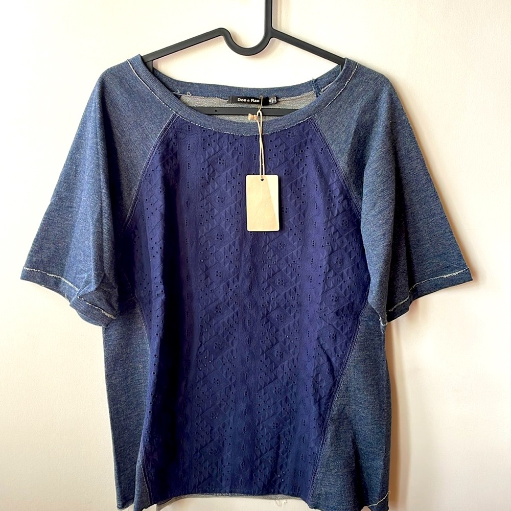 NWT Doe & Rae Blue Jeans Top Size S